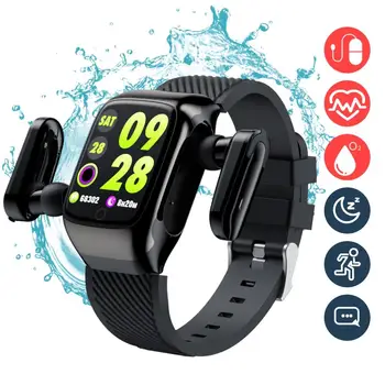 S300 2 in 1 Bluetooth Austiņas Smart Watch Sirds ritma Monitors Sporta Aproce