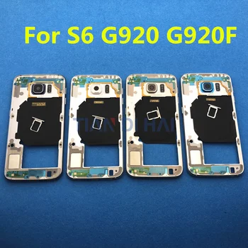 S6 Vidū Atpakaļ Rāmja Šasijas Plāksni Bezel Atpakaļ Mājokļu + SIM kartes ligzda Samsung Galaxy S6 G920 G920F Replacemenrt
