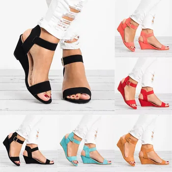 SAGACE Kurpes Sandales Sieviešu Modes Dāmas Cietas Kurpes Sandales Ķīļveida Papēdi Siksnu Sprādzes Romiešu kurpes sieviete