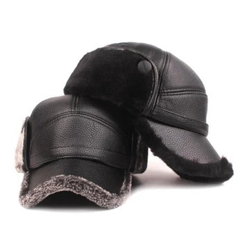 Saglabāt Siltas Ziemas Cepures Modes Vīriešu Ādas Beisbola Cepure Mīksta Plīša Kažokādas Mices Cepuri Ausu Aizsardzības Slēpošanas Cepure Gorras Āra 2020