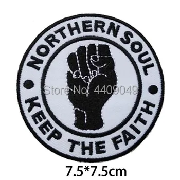Saglabāt ticību ziemeļu dvēseles izšūti dzelzs uz plāksteris, punk saukli jaka mugursoma auduma aksesuāru vairumtirdzniecības DIY