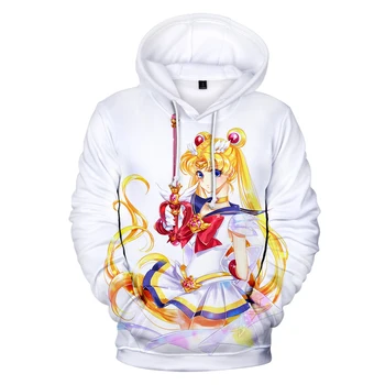 Sailor Moon 3D Hoodies Sievietēm Jaunā Modes Krekls Harajuku Hoodies 3D Drukas Sailor Moon pelēkā vārna meiteņu Apģērbs