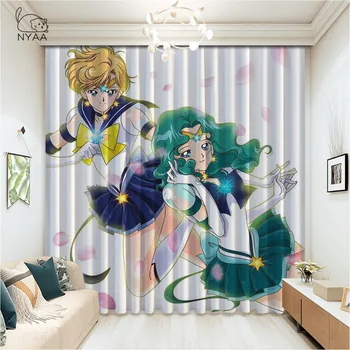 Sailor Moon Iespiesti Aizkari viesistabā Meitene Guļamistabas Aizkaru Mājas Bērnu Aizkaru, Aizkari Virtuves Mikro Ēnojumu