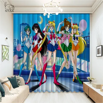 Sailor Moon Iespiesti Aizkari viesistabā Meitene Guļamistabas Aizkaru Mājas Bērnu Aizkaru, Aizkari Virtuves Mikro Ēnojumu