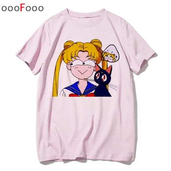 Sailor Moon Modes T Krekls Sieviešu Sieviešu Top Tees Harajuku Īsām Piedurknēm Jaunu Ulzzang T-Krekls Gudrs Kaķis Vasaras Tshirt Karikatūra