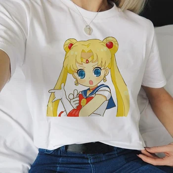 Sailor Moon Usagi Harajuku Kawaii Karikatūra T Krekls Sievietēm Gudrs Kaķis Anime Tshirt Modes Ullzang T Grafikas 90s Top Lakrosa Sieviešu