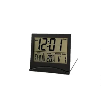 Salokāma Digitālais Modinātājs Portatīvo Ceļojumu Elektronisko Pulksteni Perpetual Kalendārs Temperatūra Laiku, LCD Modinātājs Mājas Dekori