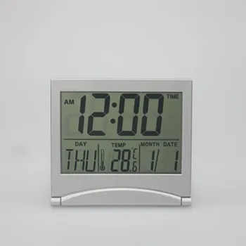 Salokāma Digitālais Modinātājs Portatīvo Ceļojumu Elektronisko Pulksteni Perpetual Kalendārs Temperatūra Laiku, LCD Modinātājs Mājas Dekori