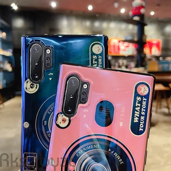 Samsung A01 M01 Pamata Lietā Retro 3D Kameru Telefonu Gadījumā Galaxy Note 20 Ultra Silikona Zilu Gaismu Aizmugurējo Vāciņu Ar Turētāju
