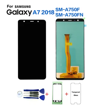 Samsung A7 2018 A750 SM-A750F Displejs Lcd Ekrāna Nomaiņa Samsung A750 A750FN Digitizer Montāža Touch Panelis Modulis