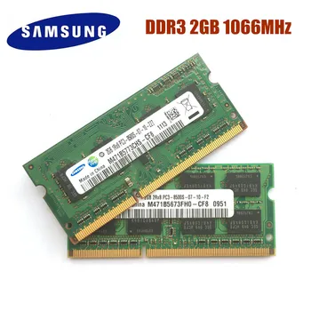 SAMSUNG DDR3 2GB PC3 8500S 2GB 1066Mhz Klēpjdatoru Atmiņas 2G PC3 8500S 1066 MHZ Grāmatiņa Modulis SODIMM RAM