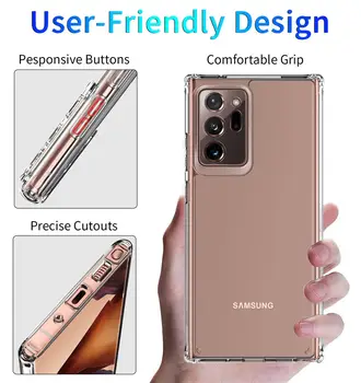 Samsung Galaxy S10 Plus S20 Ultra, Ņemiet Vērā, 10 Pro 20 Ultra Skaidrs, Stūra Aizsargātu Skaidrs, Caurspīdīgs Crystal Atpakaļ Uz Lietu Ādas
