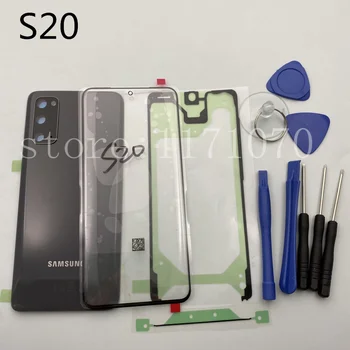 Samsung Galaxy S20 G980 Plus S20Ultra Priekšā Touch Panel Ārējā Lēca + Aizmugures Akumulatora Durvju Aizmugurējā Stikla Korpusa Vāka
