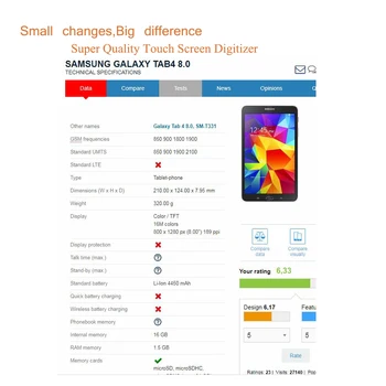 Samsung Galaxy Tab 4 8.0 SM-T331 T331 LTE T335 Wifi SM-T330 T330 Touch Screen Digitizer Priekšējā Stikla Panelis Sensoru Ekrāns