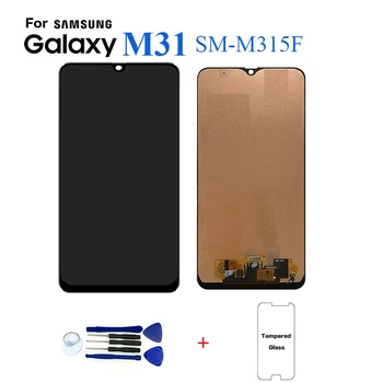 Samsung M31 M315F SM-M315F Displejs Lcd Ekrāna Nomaiņa Samsung M31 SM-M315F Digitizer Montāža Touch Panelis Modulis