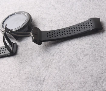Samsung Rīku S3 Pierobežas 22mm Watchband siksna ar Bezmaksas Rīkiem Labākās Kvalitātes Piederumi caurumi Aproce locīšanas sprādzes, gumijas