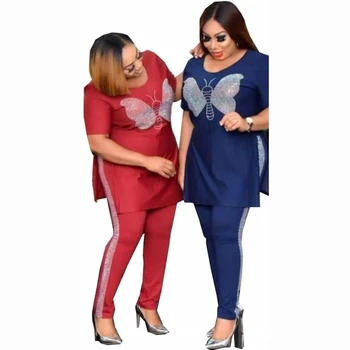 Samta 2 Divas Gabals, Kas Āfrikā Drēbes Āfrikas Jaunu Dashiki Modes Tērps, Tops Un Bikses Super Elastic Puse Plus Lieluma Dāma