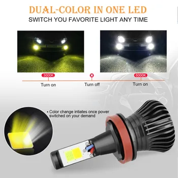 S&D Auto Lukturi H11 LED divu Krāsu Miglas lukturis LED Miglas Lukturu Lampas Drving Spuldzes 6000k 3000k Auto DC 12V 24V