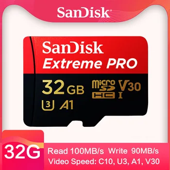 SanDisk Extreme Pro microSD 32G 64G 128G 256G microSDHC/microSDXC UHS-I Atmiņas karte U3 Ar SD Adapteri Tablešu DJi 170MB/s