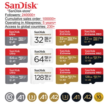 SanDisk Oriģināls Atmiņas Karte 64GB, 32GB UHS-1 Max Read Speed, 98M/s 16GB micro sd karti Class10 UHS-1 Microsd flash kartes