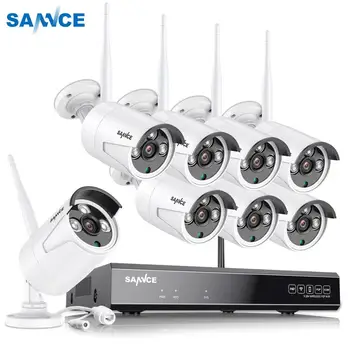 SANNCE 8CH CCTV Sistēma, Bezvadu 1080P HD VRR 4/6/8 GAB 2MP IS Āra Ūdensizturīgs Kameras Wifi Drošības Sistēmas Uzraudzības Komplekts
