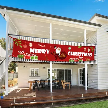 Santa Claus Āra Banner Priecīgus Ziemassvētku rotājums Mājās 