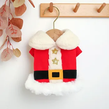 Santa Pet Suns, Kostīmu Apģērbu Maziem Suņiem Ziemā Silts Ziemassvētku Zvaigznes Kokvilnas Ziemas Mētelis Žaketes Kucēns Apģērbs Ropa Perro 1