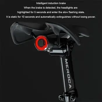 Saprātīga indukcijas bremžu astes gaismas kalnu velosipēds gaismas USB uzlādes velosipēdu nakts izjādes riteņbraukšana Asti Taillight Velosipēdu LED