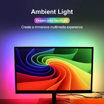 Sapņu krāsa TV Apgaismojums USB LED Lentes RGB 5050 WS2812B LED Gaismas 5V HDTV DATORA Ekrāna Fona Aizspriedumiem Apgaismojums 1M 2M 3M 4M 5M