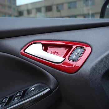 Sarkanas Krāsas Automašīnas Iekšējie Durvju Rokturi, Vāks Durvis Bļodā Aizsardzības Apdares Uzlīme par Jaunu Ford Focus 3 4 - 2018 LHD Piederumi