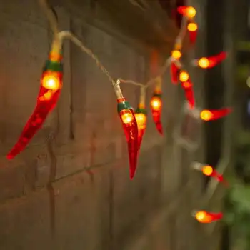 Sarkanā Čili String Gaismas 16ft 50LED Pasaku Apgaismojums Pipari USB Bateriju Darbināmas Virtuve LED String Light Silta Baltā Nakts Lampas