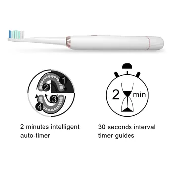 Sarmocare M100 Elektriskā Ultraskaņas zobu Suka sonic zobu sukas IPX7 Ūdensizturīgs nomainītu akumulatoru, zobu birste, zobu birstes
