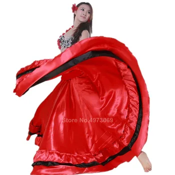 Satīna Gluda Plus Lieluma Flamenko Svārki Tradicionālo spāņu vēršu cīņās Festivāla Čigānu Sievietēm Meitene, Vēdera Dejas Tērpu performance