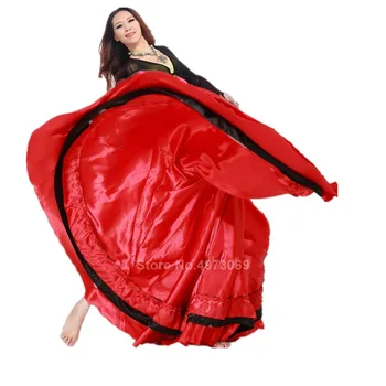 Satīna Gluda Plus Lieluma Flamenko Svārki Tradicionālo spāņu vēršu cīņās Festivāla Čigānu Sievietēm Meitene, Vēdera Dejas Tērpu performance