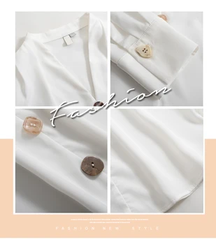 Satīna Slik Eleganta Blūze, Krekls Sievietēm Korejas Modes Apģērbu Ar Garām Piedurknēm, Sieviešu Blūzes, Balta, Zaļa, Darba Virsmām Šiks Blusas Mujer