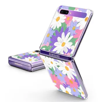 Saule Ziedu Daisy Case For Samsung Galaxy Z Flip 5G Grūti Skaidrs, Plistic Tālrunis Coque Sadalīt Locīšanas Segtu Modes Capas 6,7 Collas