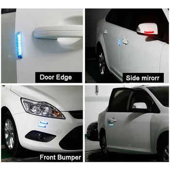 Saules Automašīnu Durvju Malas Aizsargs Anti-sadursmes Anti-static Strobe LED Brīdinājuma Gaisma