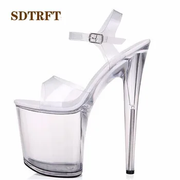 SDTRFT:34-46 Modes Crossdresser Sprādzes Sandales 20cm plānas papēžiem kurpes platformas krāsas ādas Crossdresser SM kurpes sieviete sūkņi