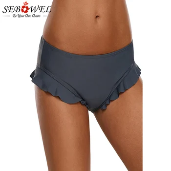 SEBOWEL 2019 Sexy Braga Bikini Alta Pelēkā Savirmot Peldēt Apakšā Sievietēm Biquinis Feminino Bikini Dibeni Augsta Vidukļa Peldēt Šorti