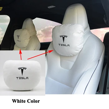 SEEYULE Mīksto Memory Auto Sēdekļa Pagalvi Kakla Spilvens, Ērts Spilvens, Optiskā Logo Piederumi Tesla Model S Model X Modelis 3