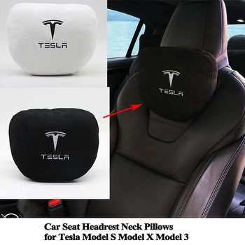 SEEYULE Mīksto Memory Auto Sēdekļa Pagalvi Kakla Spilvens, Ērts Spilvens, Optiskā Logo Piederumi Tesla Model S Model X Modelis 3