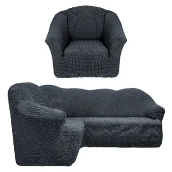 Segums stūra dīvāns + 1 krēslā bez ruffles krāsa antracīta 229