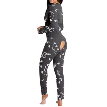 Seksīga Sieviešu Pijamas Onesies Pogu uz leju Priekšā Funkcionālās Buttoned Vārstu V-veida kakla Pidžamas Pieaugušo Jumpsuit Pyjama Femme Sleepwear