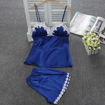 Seksīgas Apakšveļas Komplekts Zīda Satīna Sleepwear Sieviešu Pidžamas Komplekts Sexy Kārdinājumam Babydoll Naktsveļu Gudrs Augšu un Bikses Pijama Mujer
