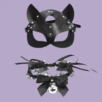 Seksīgas Ādas Cosplay Maska Sejas Sievietes Fetišs BDSM Apkakles Karnevāls Kluba Puses Catwoman Maskas Rave Maskēties Maska
