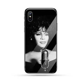 Seksīgā Dziedātāja Vitnija Hjūstona Telefonu Gadījumā Rūdīts stikls iphone 6S 6 7 8 plus X XS XR 11 PRO MAX