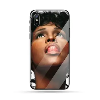 Seksīgā Dziedātāja Vitnija Hjūstona Telefonu Gadījumā Rūdīts stikls iphone 6S 6 7 8 plus X XS XR 11 PRO MAX
