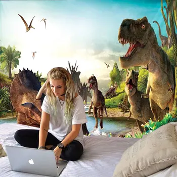 Sena dinozauru gobelēns Jurassic Park Dinozauru Pasauli Poliestera drukāšanas sienu apdare karājas audums skatuves apdare karājas