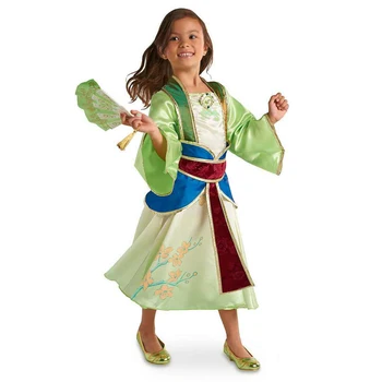 Seno Ķīniešu Stila Bērnu Princese Mulann Kostīmu Lomu spēles Halovīni Puse Apģērbs Bumbu Kleita Meitene Karnevāls Ziedu Mu-lan Kleita