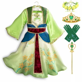 Seno Ķīniešu Stila Bērnu Princese Mulann Kostīmu Lomu spēles Halovīni Puse Apģērbs Bumbu Kleita Meitene Karnevāls Ziedu Mu-lan Kleita